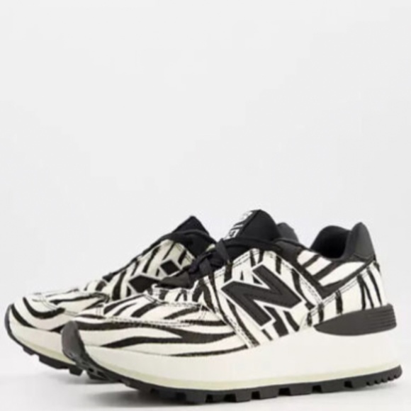 New Balance 574 WL574CAO Women Wedge Trainers in Zebra Print-White - Picture 3 of 3